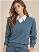 Pull à col V effet chemise