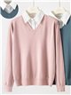 Pull à col V effet chemise