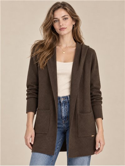 Gilet long à capuche