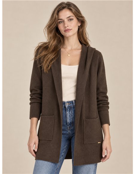 Gilet long à capuche