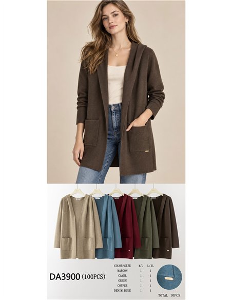 Gilet long à capuche