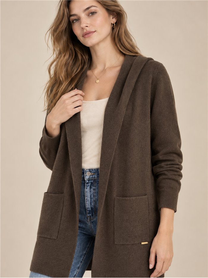 Gilet long à capuche