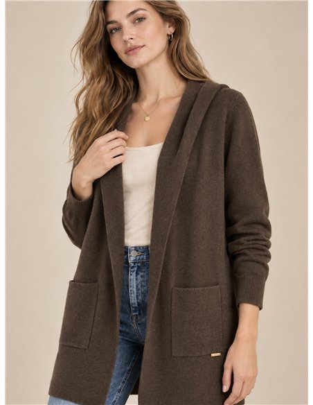 Gilet long à capuche