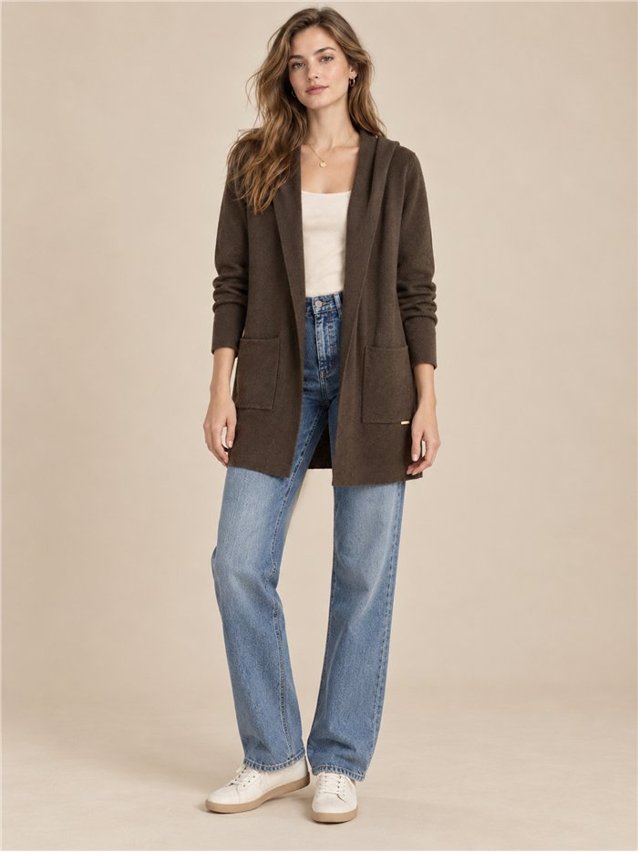 Gilet long à capuche