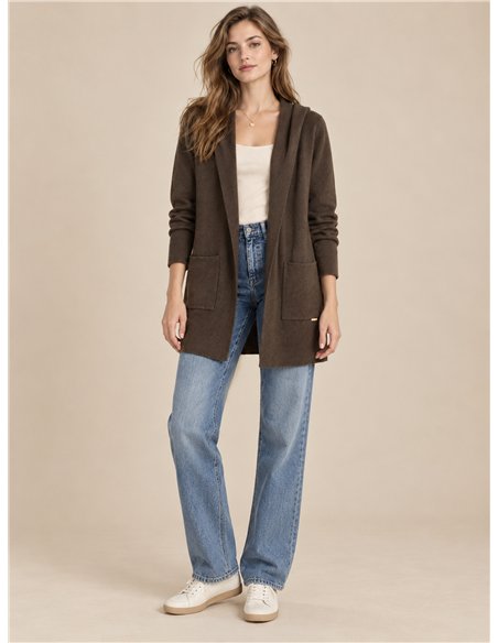 Gilet long à capuche