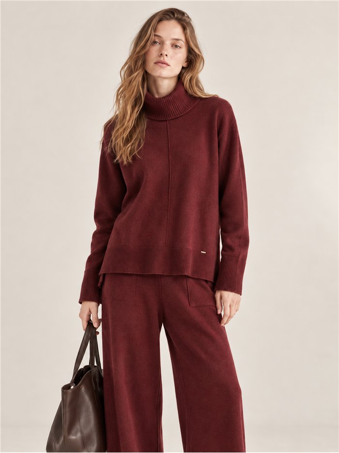 Conjunto jersey cuello vuelto y pantalón wide leg