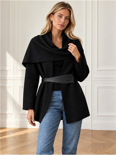 Strickjacke mit Schalkragen und Gürtel