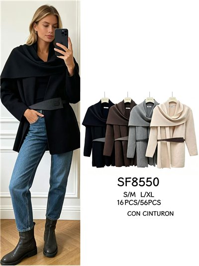 Strickjacke mit Schalkragen und Gürtel 2