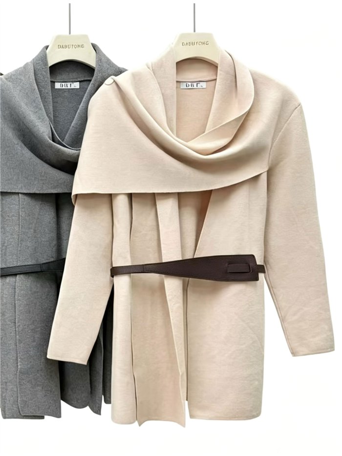 Strickjacke mit Schalkragen und Gürtel