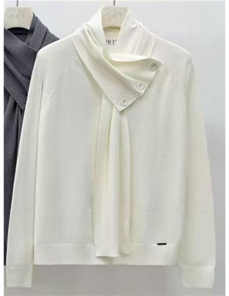 Jersey cuello bufanda botones