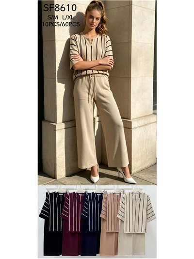 Conjunto jersey rayas y pantalón wide leg 2