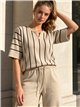 Conjunto jersey rayas y pantalón wide leg