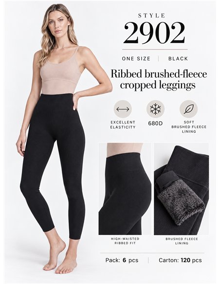 Leggings térmicos de canalé afelpados 680d