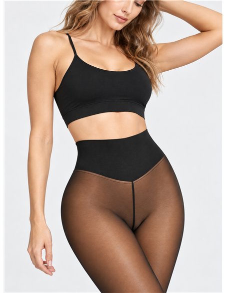 Leggings thermiques translucides taille haute 680D