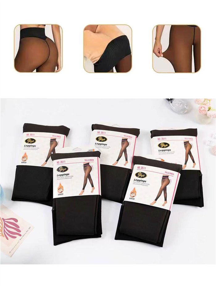 Leggings thermiques translucides taille haute 680D