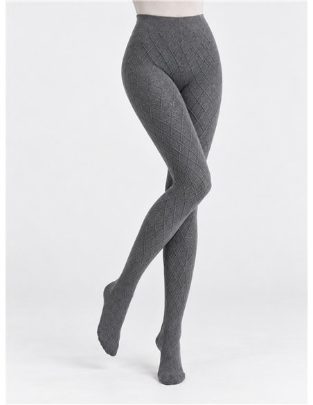 Collant con motivo a rombi effetto lana 280D