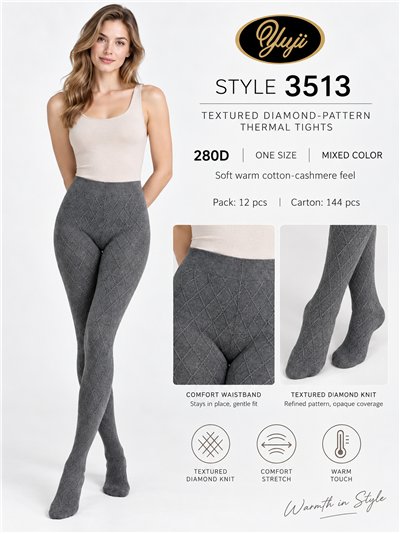 Collant con motivo a rombi effetto lana 280D 2