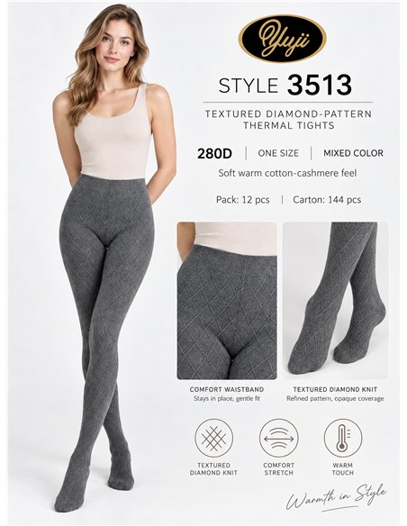 Collant con motivo a rombi effetto lana 280D