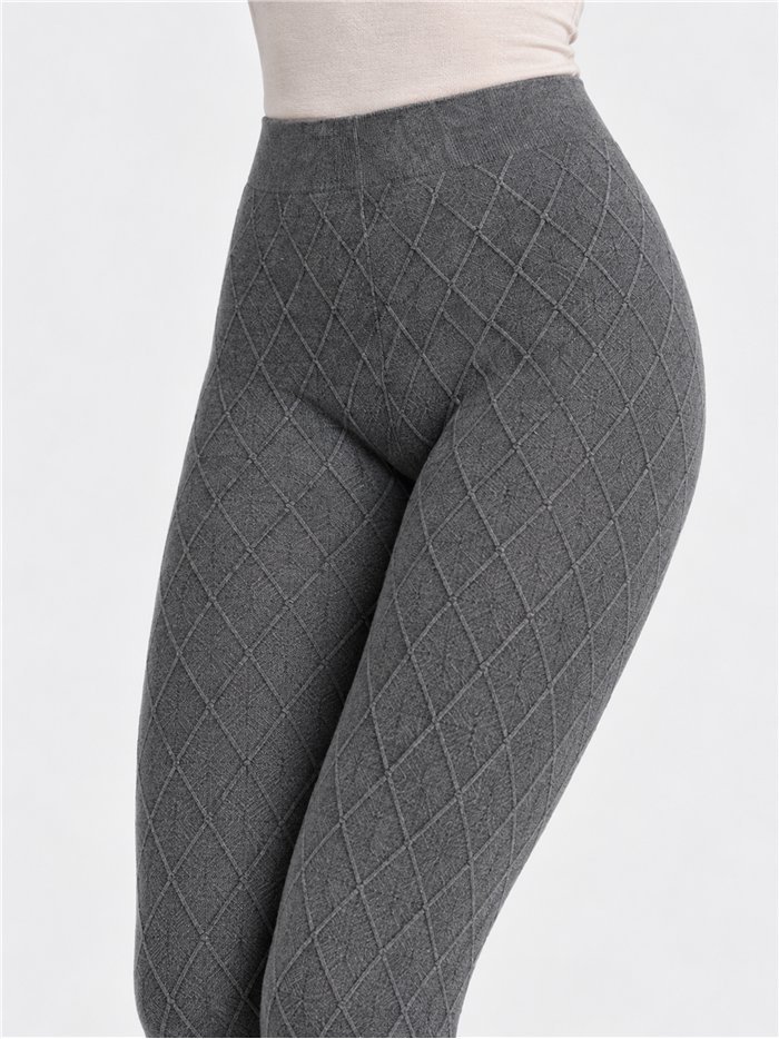 Collant con motivo a rombi effetto lana 280D