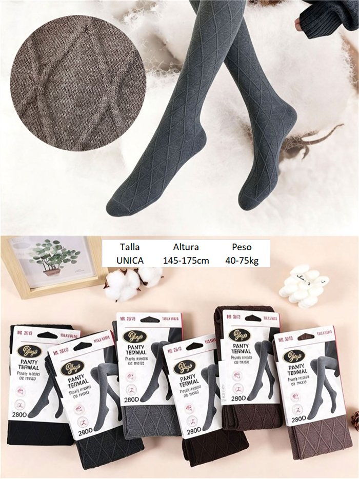 Collant con motivo a rombi effetto lana 280D