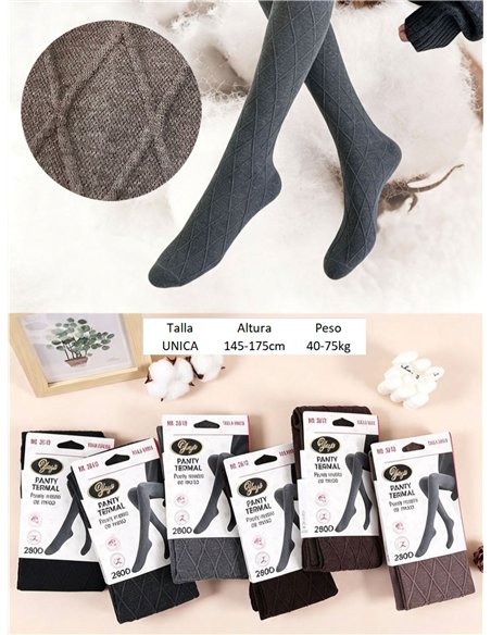 Collant con motivo a rombi effetto lana 280D