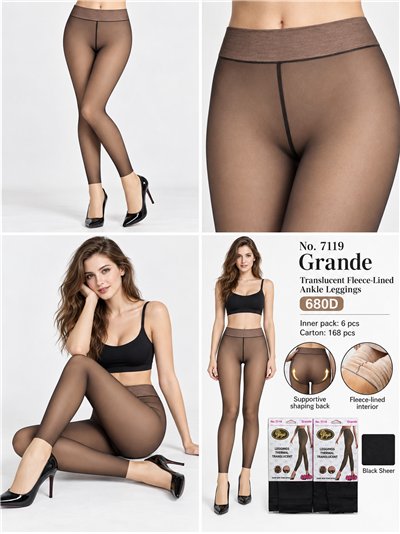 Leggings termici in pile traslucido 680D taglie forti 2