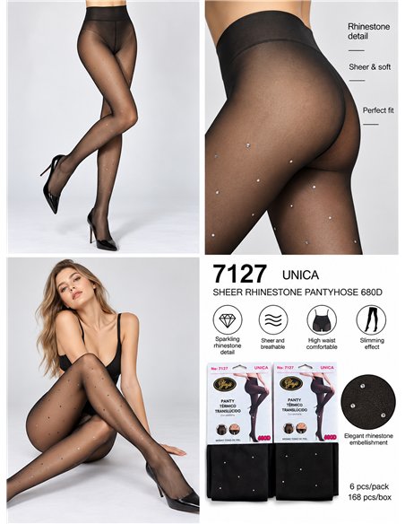 Collants thermiques translucides 680D avec strass