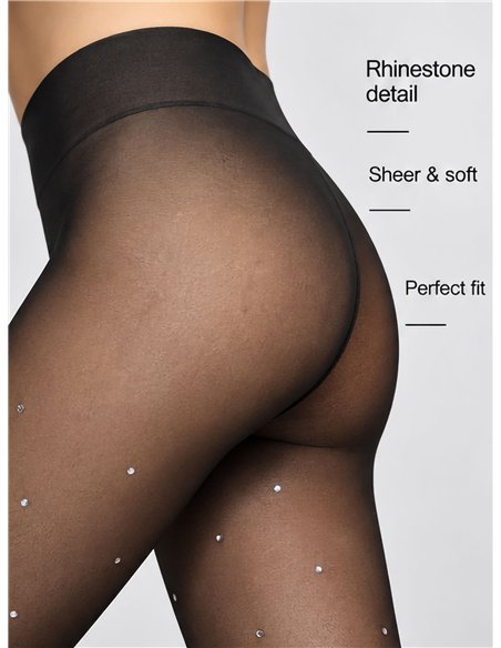 Collants thermiques translucides 680D avec strass