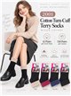 Thermal terry socks with turn-over cuff
