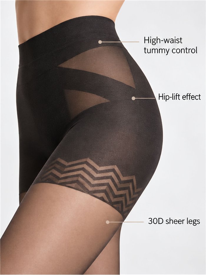 Plus size shaping push-up tights 30D