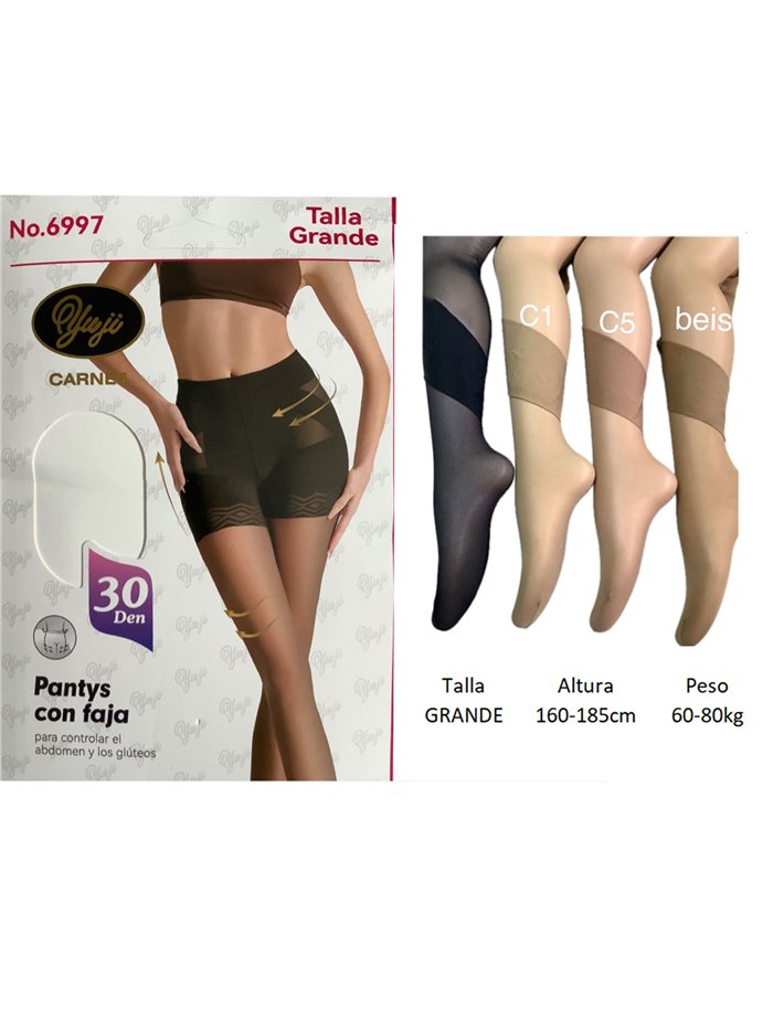 Plus size shaping push-up tights 30D