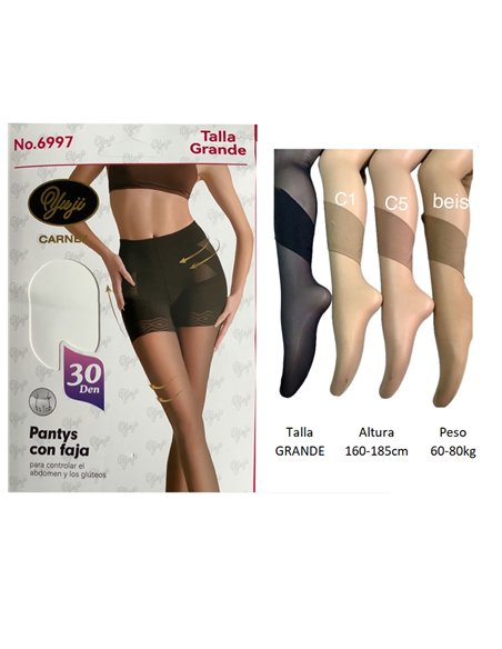 Plus size shaping push-up tights 30D