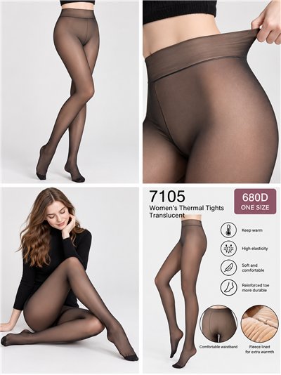 Collants thermiques à effet peluche translucide 680D 2