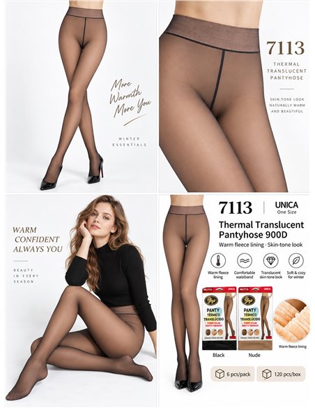 Collants thermiques extra-doux à effet translucide 900D
