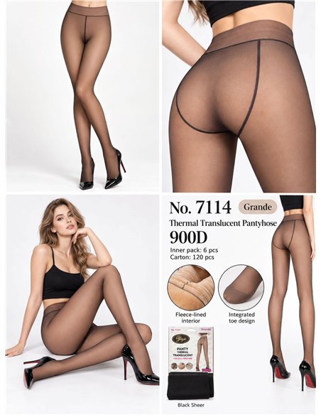 Thermostrumpfhose mit transparentem Fleece-Effekt, Übergröße, 900D