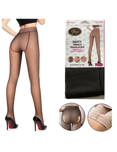 Thermostrumpfhose mit transparentem Fleece-Effekt, Übergröße, 900D