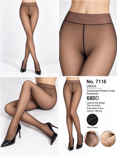 Thermostrumpfhose mit durchscheinendem, flauschigem Effekt, 680D 2