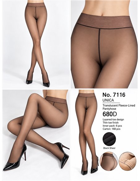 Thermostrumpfhose mit durchscheinendem, flauschigem Effekt, 680D