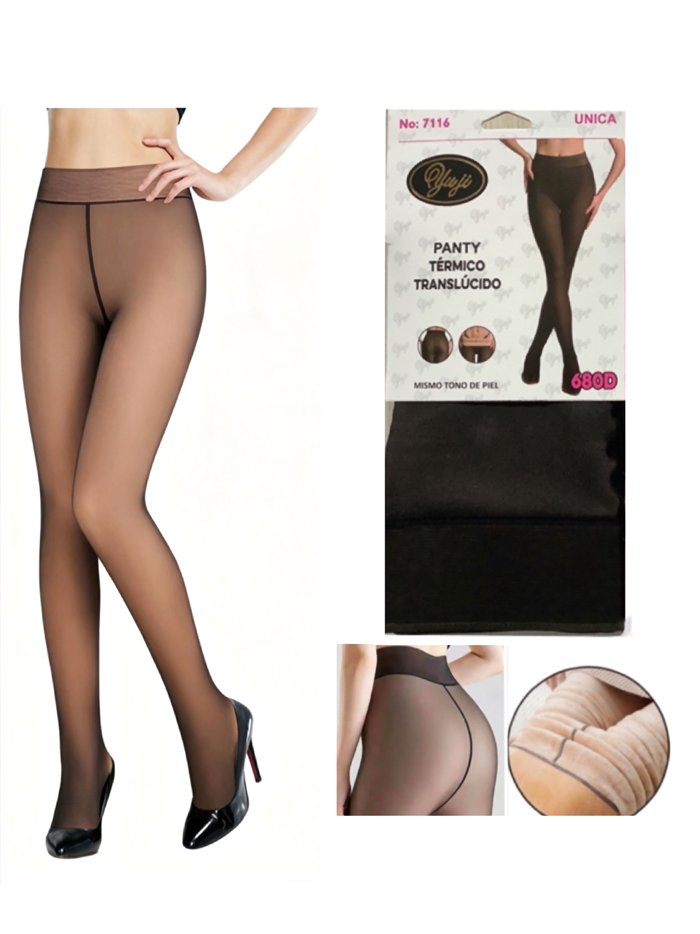 Thermostrumpfhose mit durchscheinendem, flauschigem Effekt, 680D