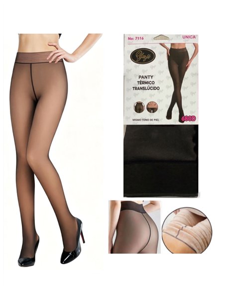 Thermostrumpfhose mit durchscheinendem, flauschigem Effekt, 680D
