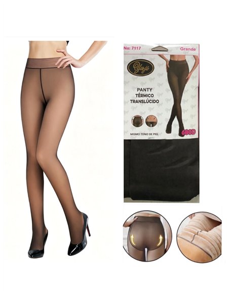 Plus size long fleece sheer-effect thermal tights 680D