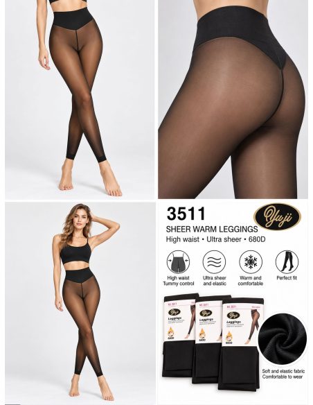 Leggings thermiques translucides taille haute 680D | LE-3511
