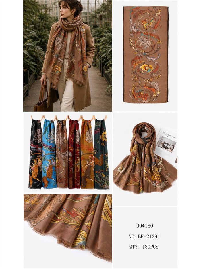 Ornate baroque print scarf