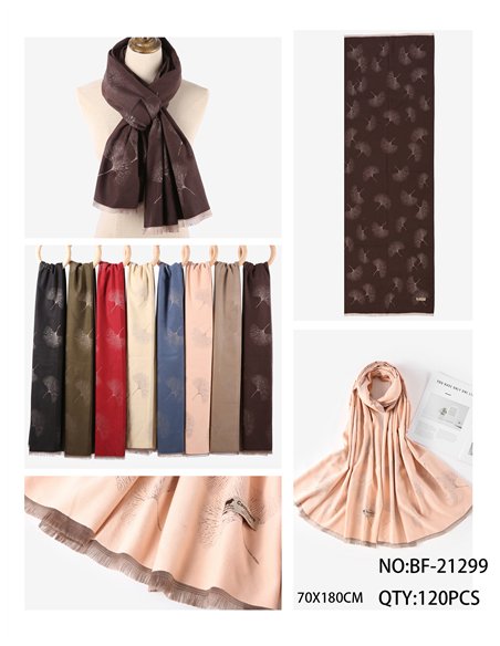 Bufanda estampada hojas de ginkgo