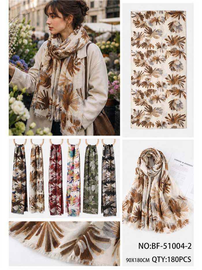 Bufanda floral efecto pincelada