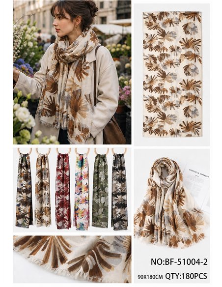 Bufanda floral efecto pincelada