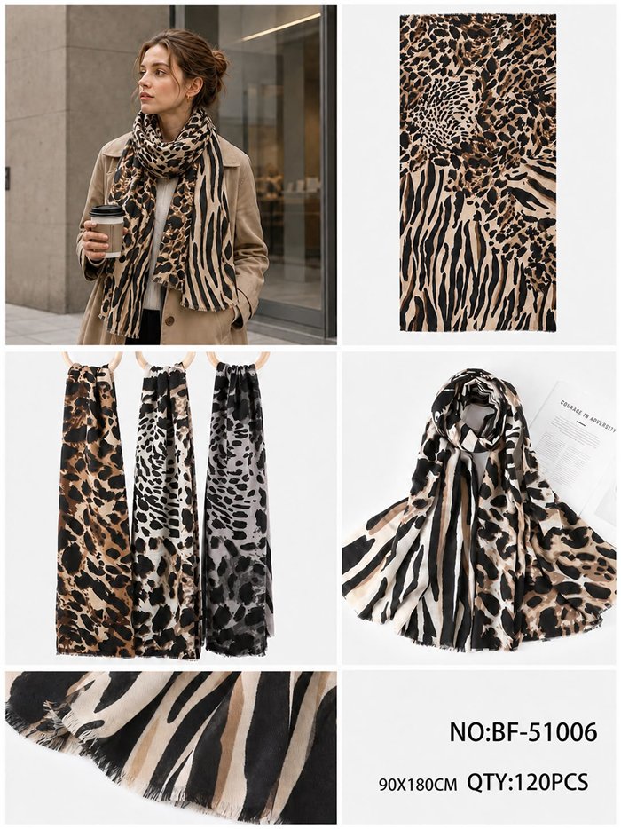 Bufanda animal print combinado