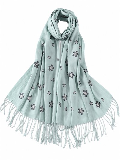Fular flores con flecos