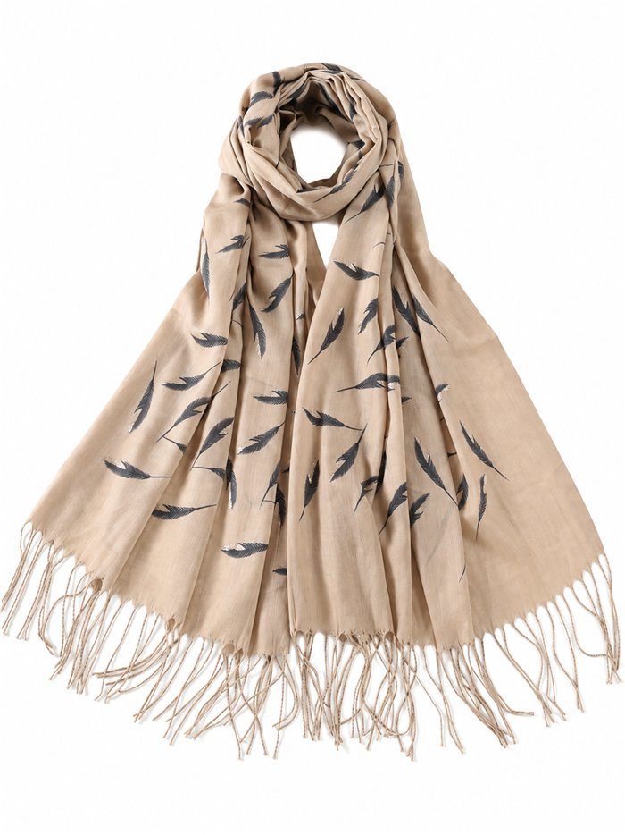 Fular plumas con flecos