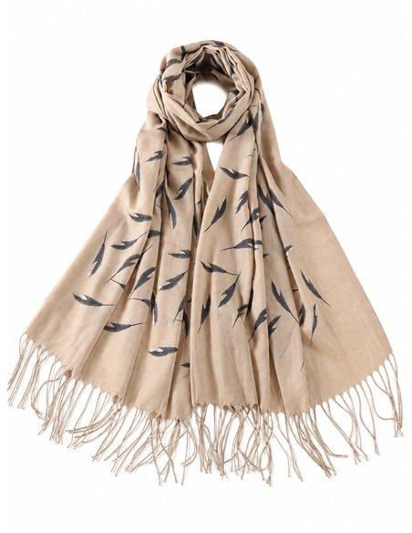 Fular plumas con flecos